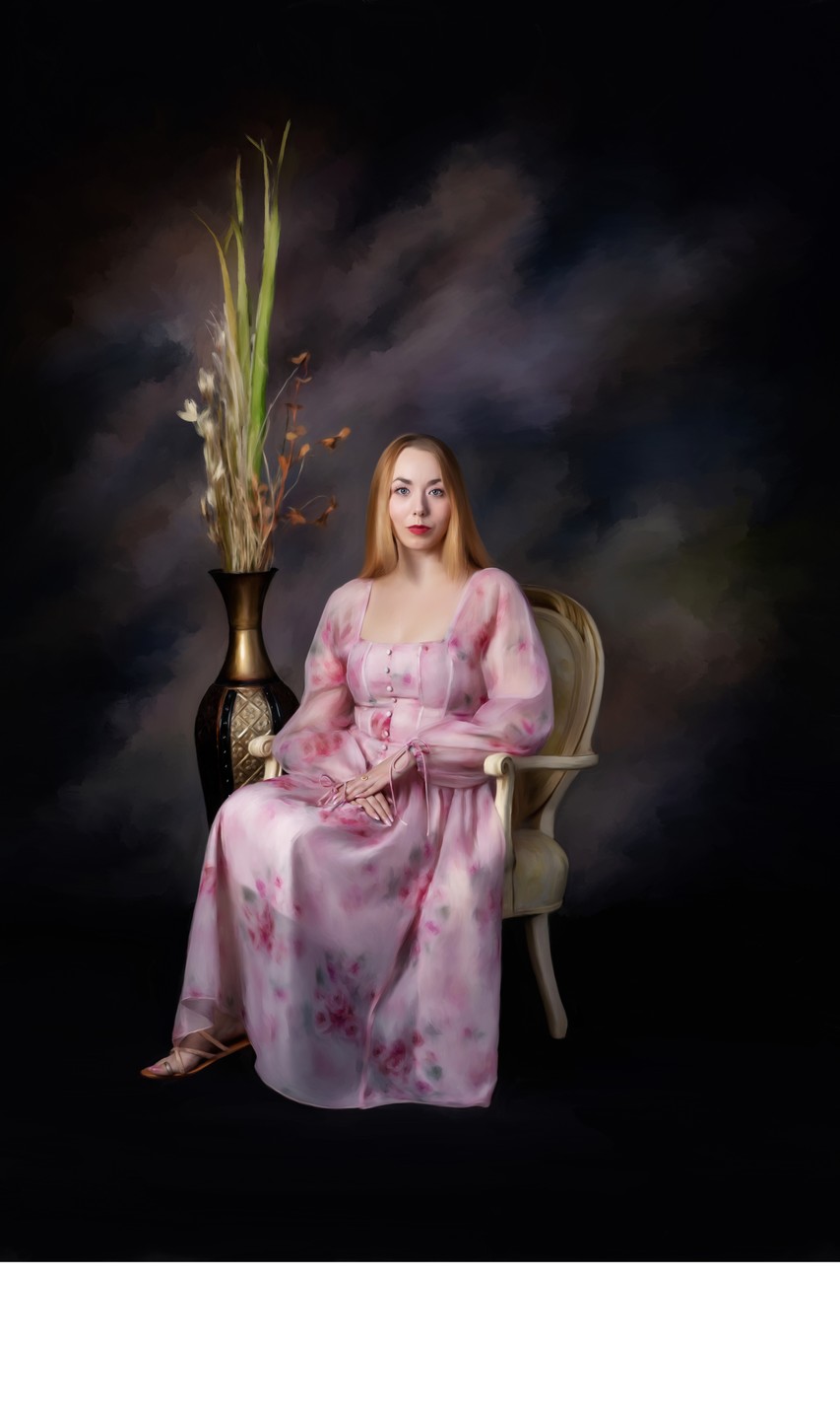 Painted Portrait of Grace and Poise
