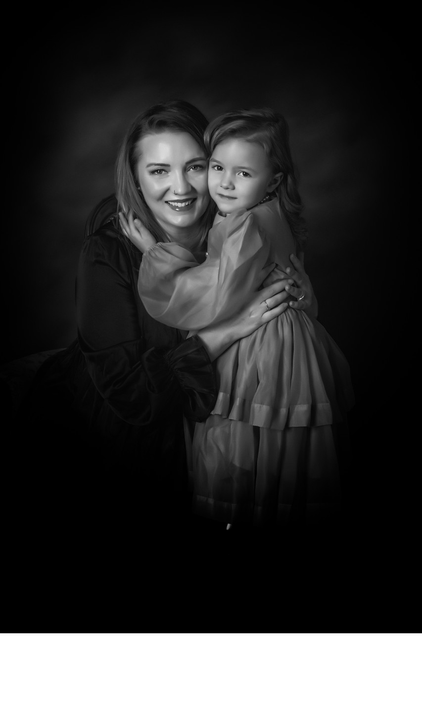 Mother and Daughter Black & White Portrait