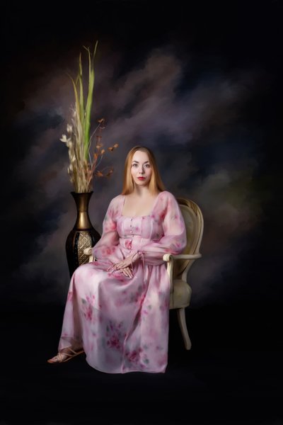 Painted Portrait of Grace and Poise