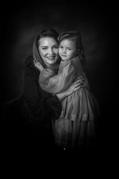 Mother and Daughter Black & White Portrait