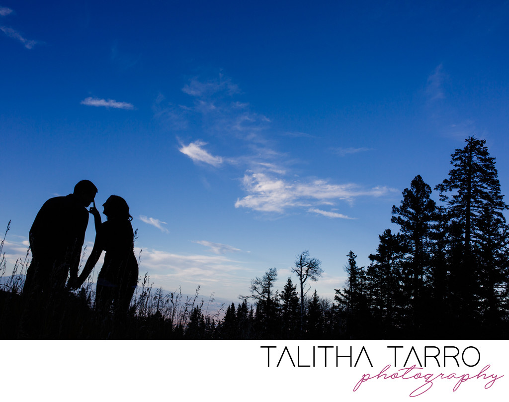 Couple silhouette in the mountains