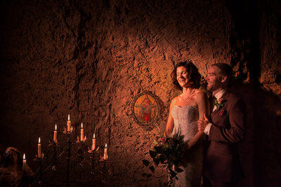 Candle light in the wedding chapel