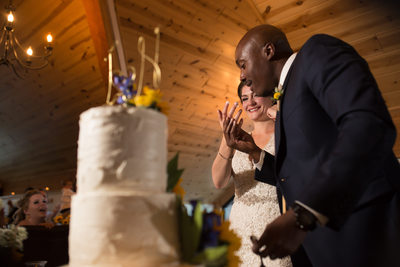 Cake cutting at The Black Diamond Lodge Wedding Reception