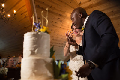 Cake cutting at Silverpick Lodge Wedding Reception