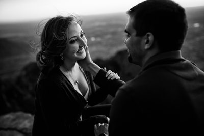 Couple engagement photo black and white