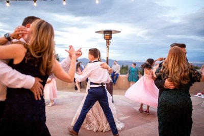 child dances with the bride wedding Santa Fe, New Mexico