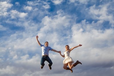 Engagement session in the clouds