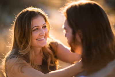 Warm Golden Light Romantic Engagement Photo