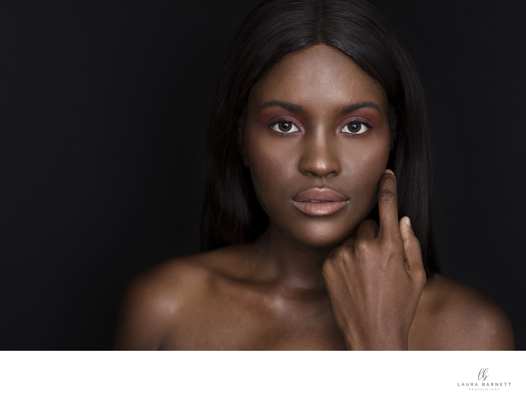 beauty shot of a darker skin woman