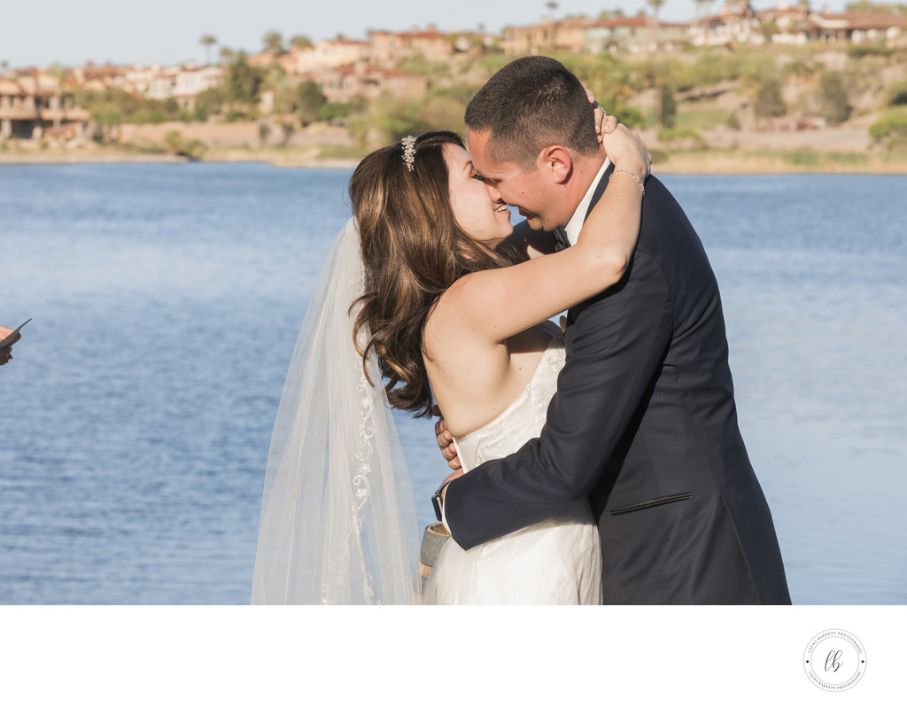 Las Vegas Wedding Photographer- bride groom lake