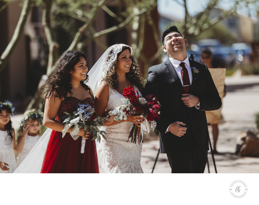 Las Vegas Wedding Photographer-bride with children aisle