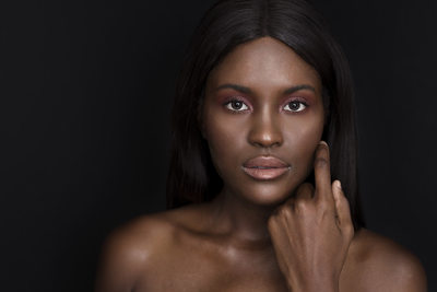 beauty shot of a darker skin woman