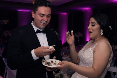Las Vegas Wedding Photographer- bride groom eating cake