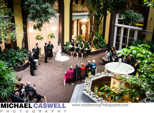 New Orleans Wedding Photographer Michael Caswell Hotel Mazarin Ceremony In Courtyard