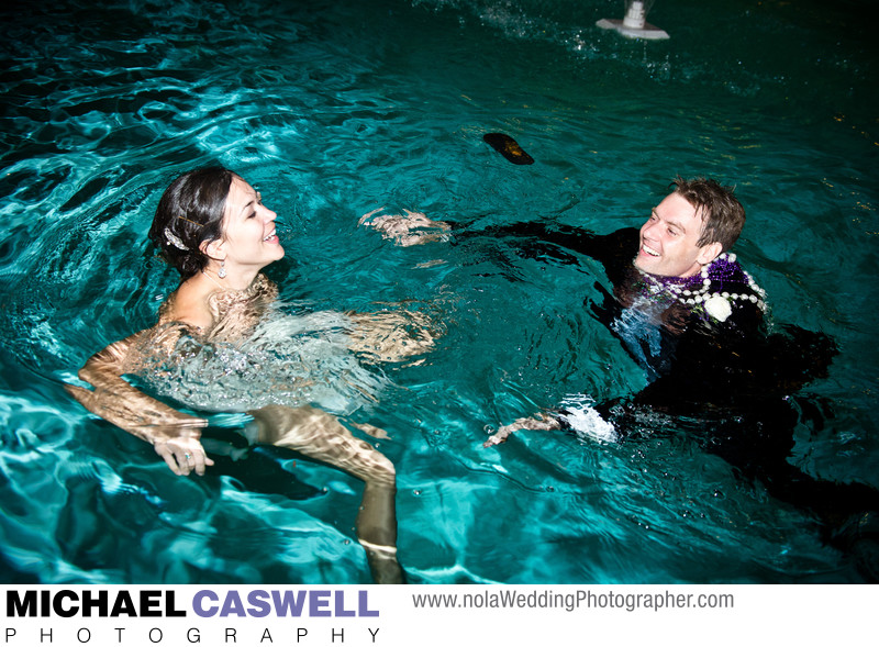 Bride and Groom in Pool