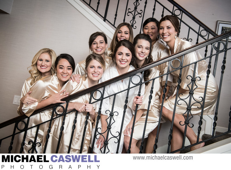 Bride and bridesmaids at JW Marriott Hotel in New Orleans