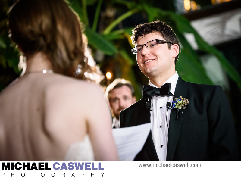 Groom During Wedding Ceremony at Brennans