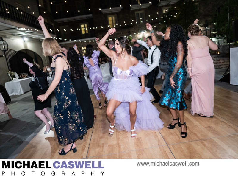 Bride dances during Maison Dupuy wedding