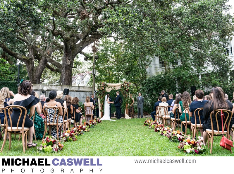 Elms Mansion wedding ceremony on lawn