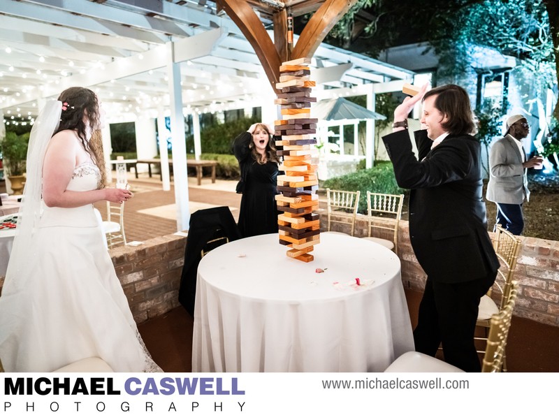 Guests Play Jenga at Wedding