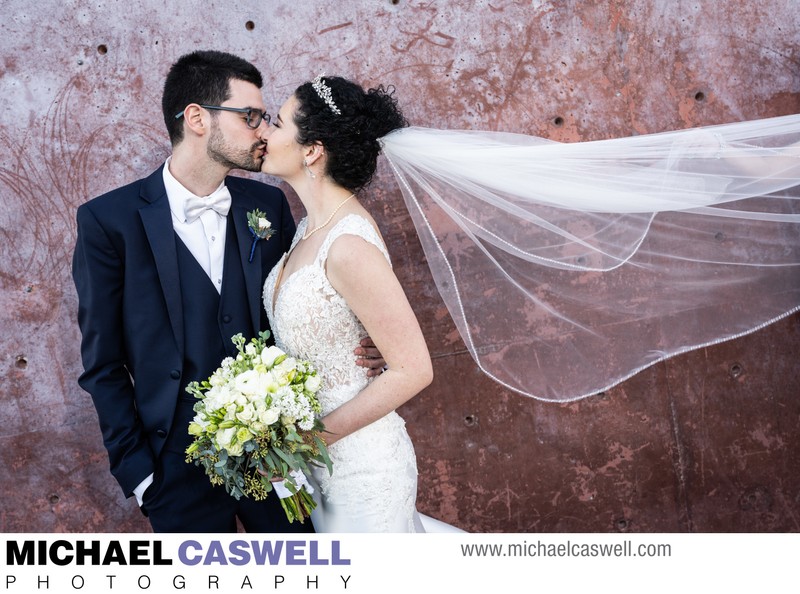 Bride and Groom at Piety Wharf in Crescent Park