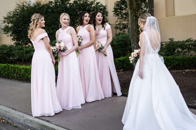 Bride and Bridesmaids First Look