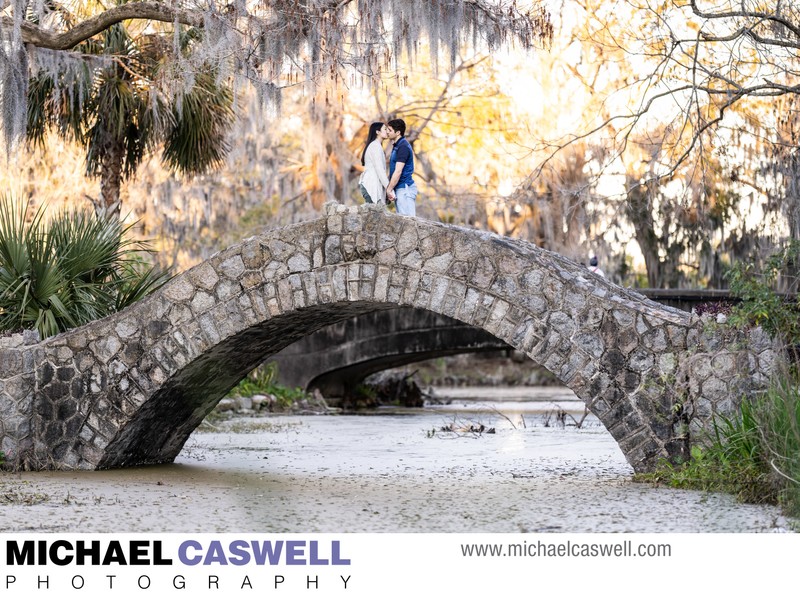 Couple on Bridge in City Park