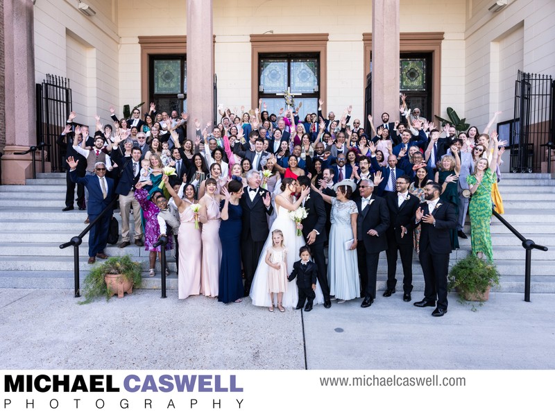 Big group wedding photo at St. Joseph's Church