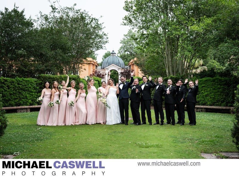 Wedding Party Group Shot at City Park Botanical Garden