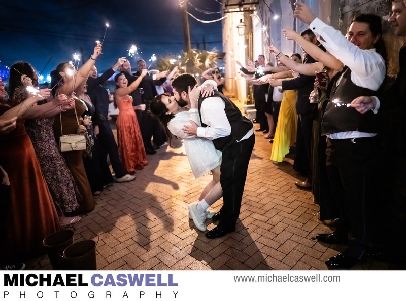 Sparkler Send-Off at Race and Religious Wedding