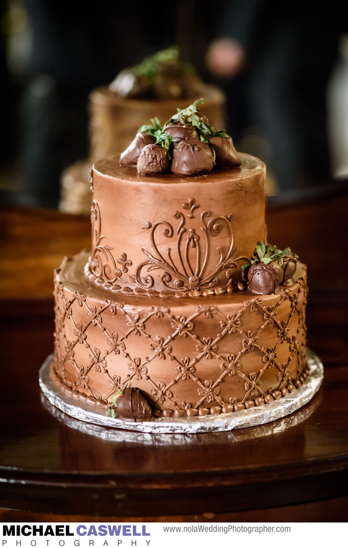 Chocolate cake with strawberries for groom