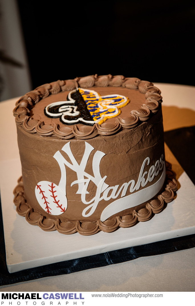 Saints, LSU, and Yankees groom's cake
