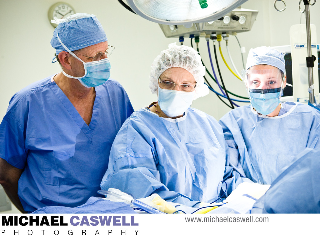 Surgical team performs operation