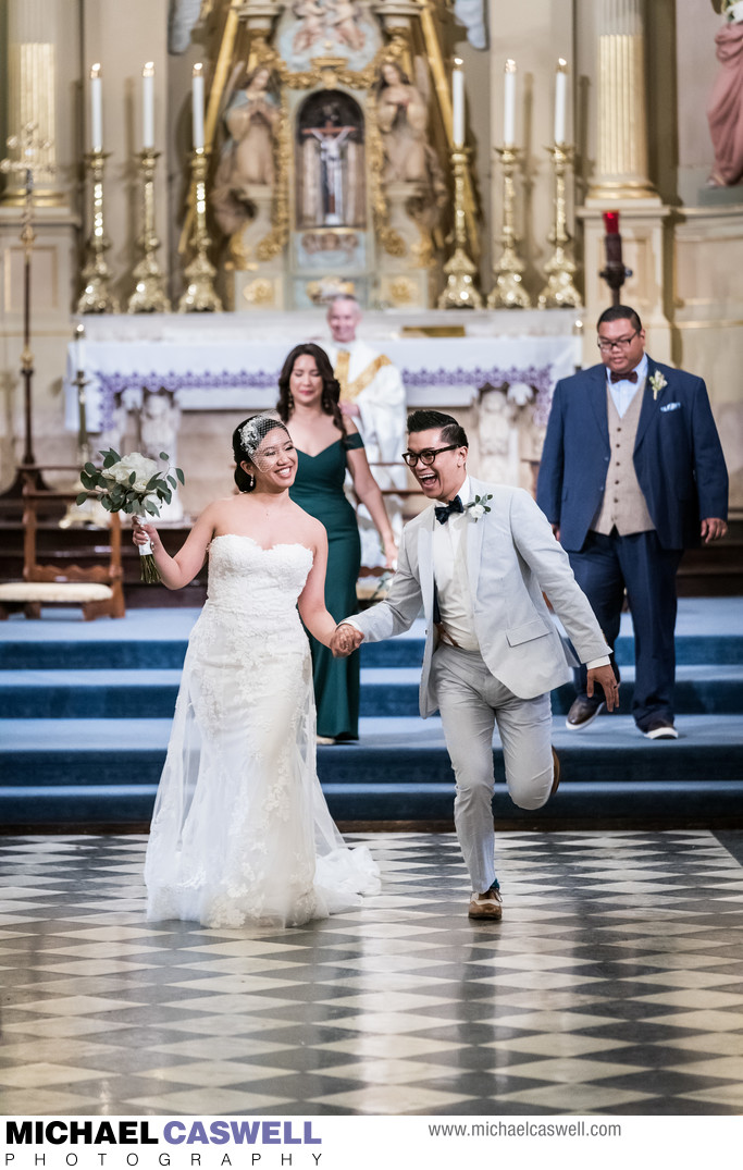 Bride and Groom at St. Louis Cathedral Wedding