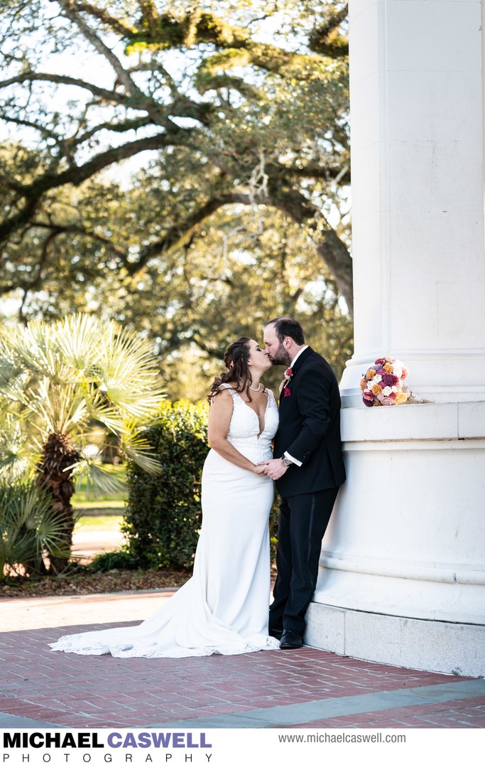 Portrait of Bride and Groom at Newman Bandstand