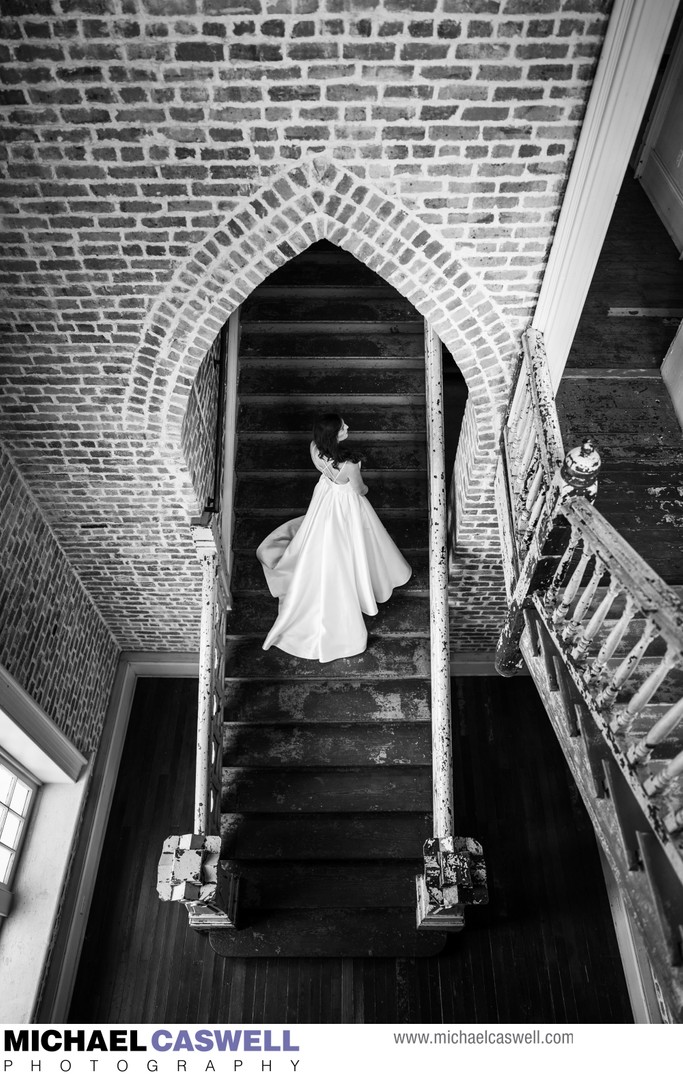 Bride on Stairs at Felicity Church