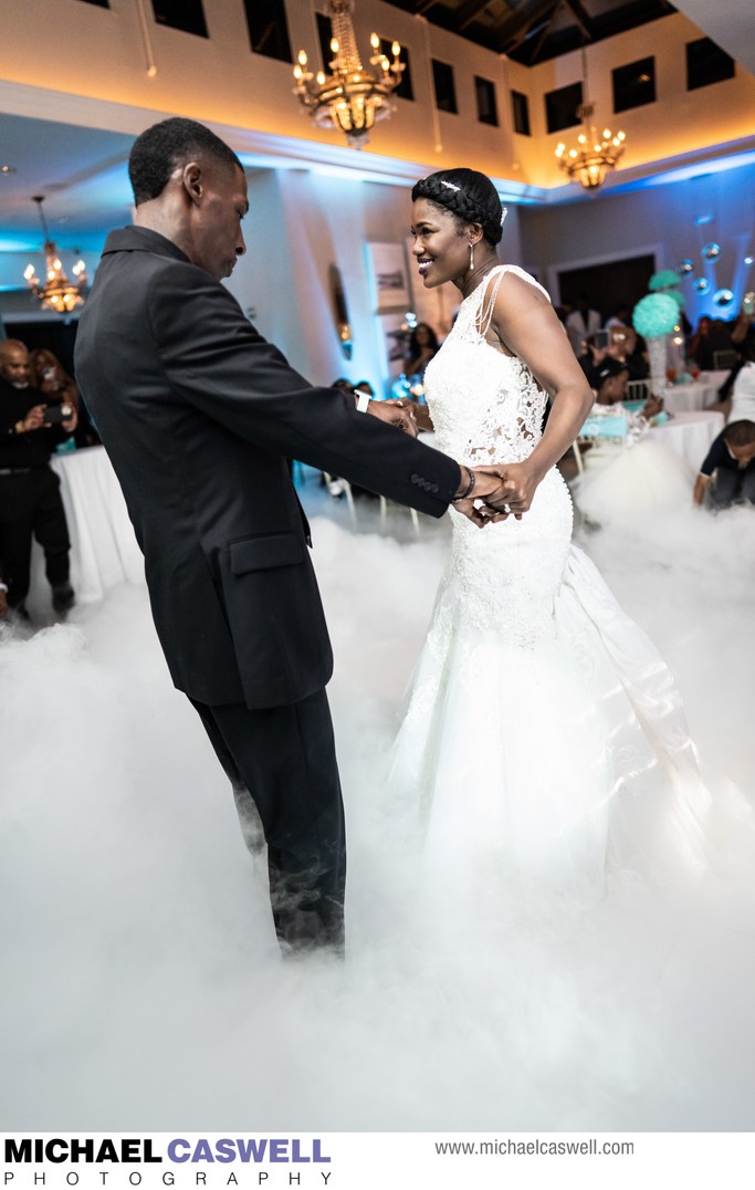 Bride and Groom Dancing on a Cloud