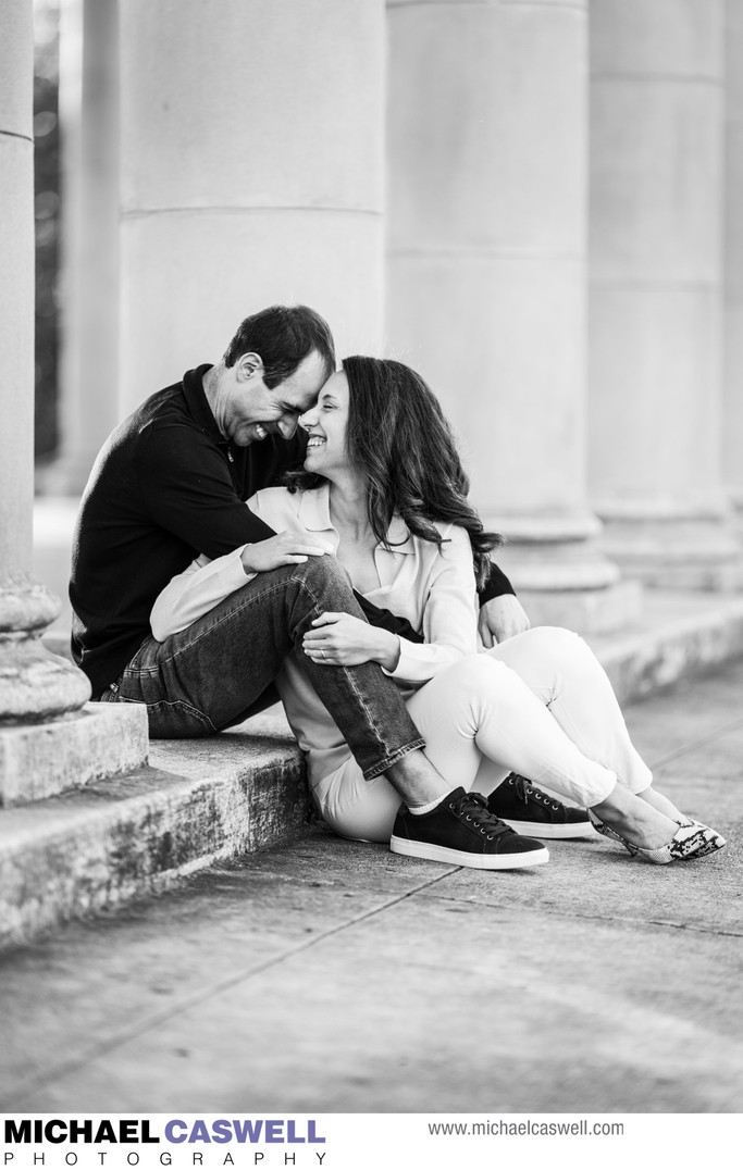 Couple Sitting by Peristyle in City Park