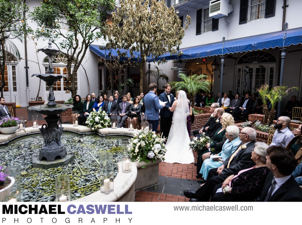Royal Sonesta New Orleans Wedding Ceremony in Courtyard