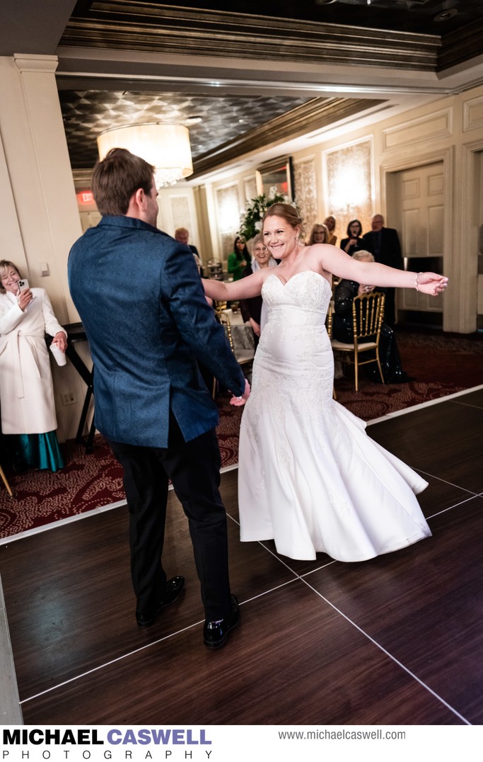 Bride and groom dance at Royal Sonesta wedding