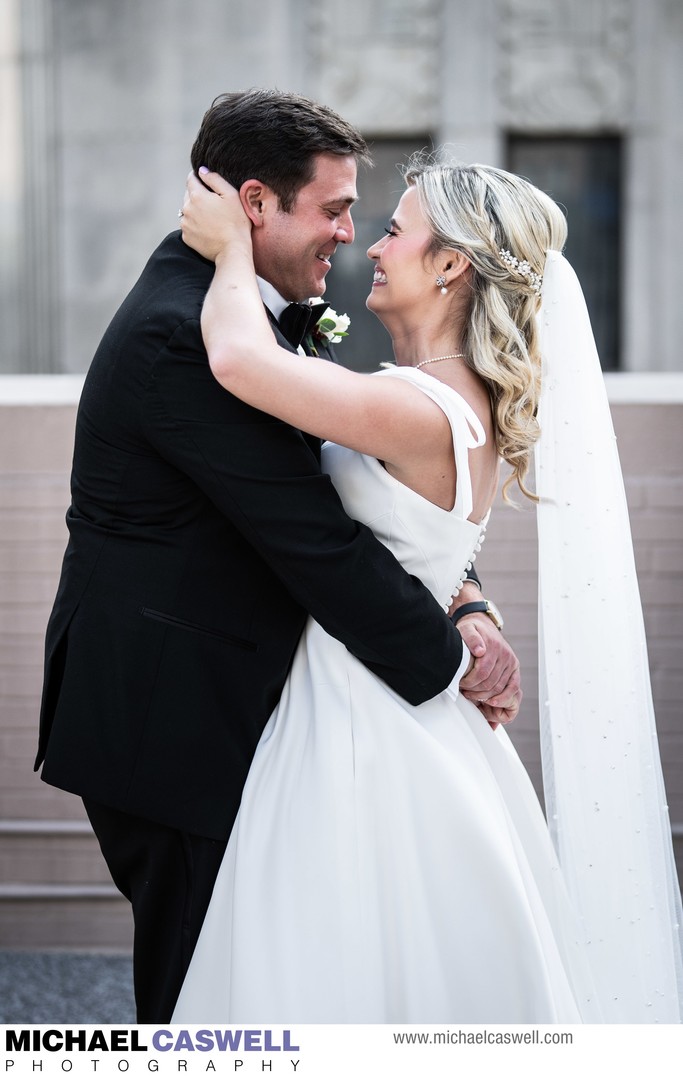 Bride and Groom First Look at Roosevelt Hotel