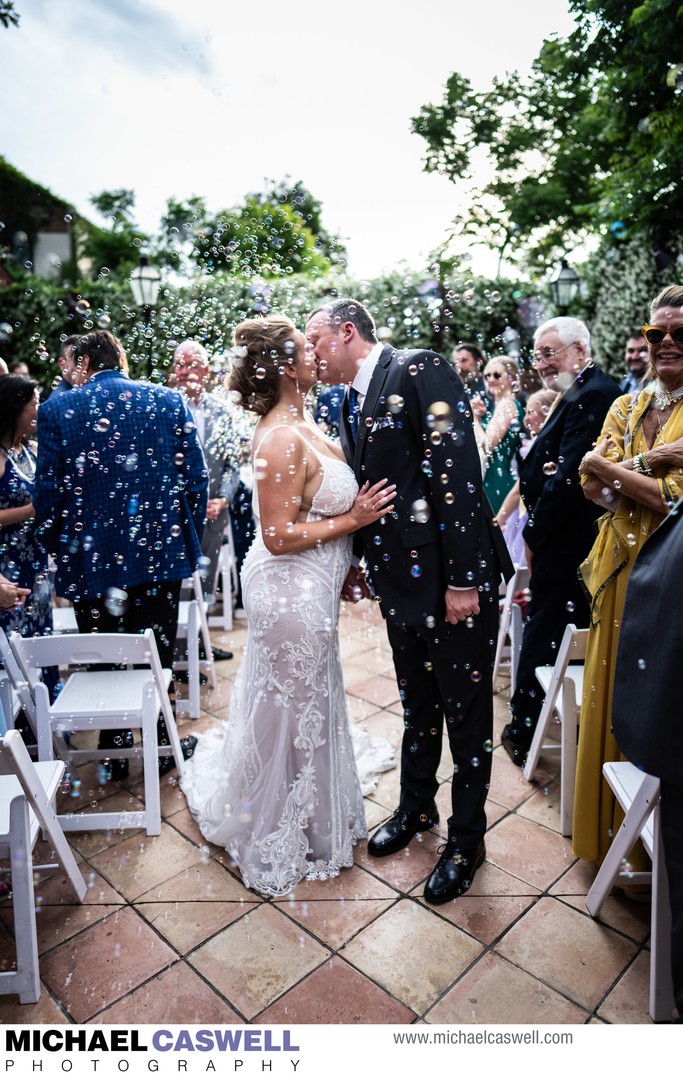 Bubbles at End of Wedding Ceremony
