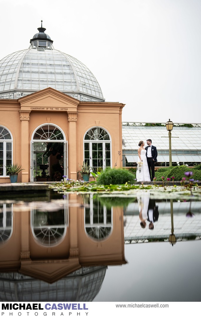 Bride and Groom at City Park Conservatory