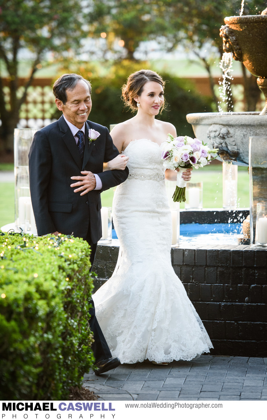 Bride and Father Processional at Southern Oaks