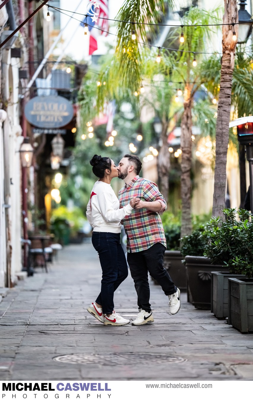 New Orleans Engagement Portrait in Exchange Place