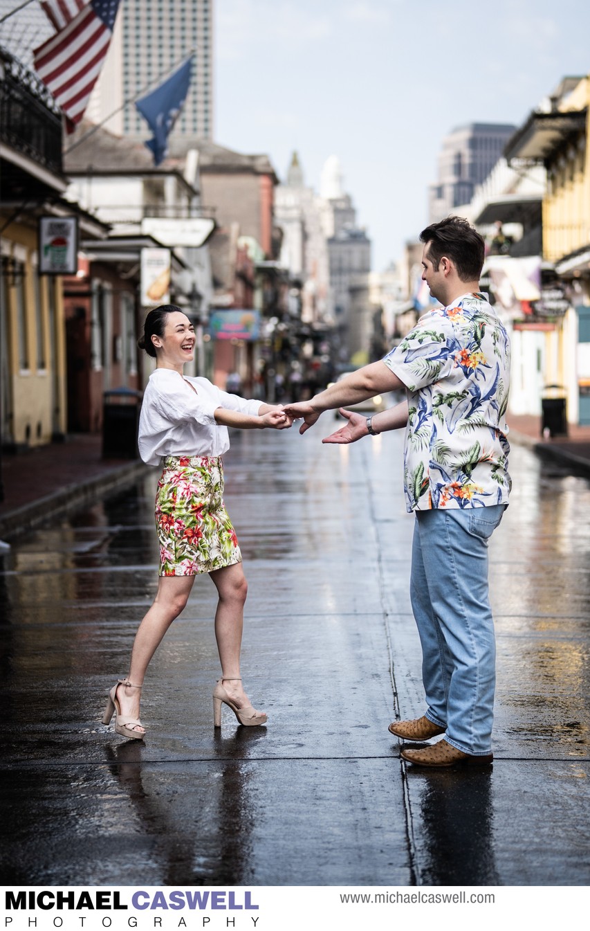 Engagement Portrait Dancing on Bourbon Street