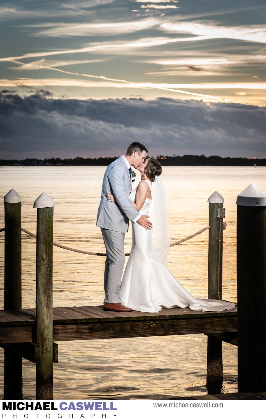 Beach Wedding Portrait of Bride and Groom