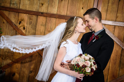 Bride and Groom at Berry Barn Wedding in Hammond