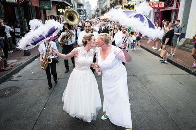 Brides Second Line Down Bourbon Street