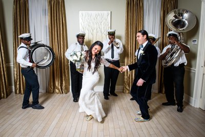 Bride and Groom Dance with Brass Band at Southern Oaks